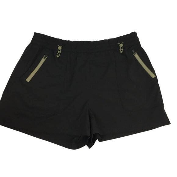 Athleta Womens 5 pockets Lightweight Zip Black Shorts Womans Large - Picture 1 of 8
